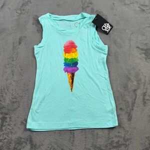 Chaser Girls Tank Size 7 Ice Cream Graphic Summer Colorful Funky Soft Blue‎ NEW